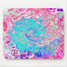 Groovy Aqua Blue och Rosa Abstrakt Retro Swirl Musmatta