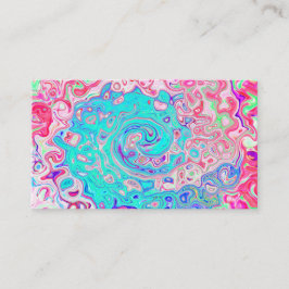 Groovy Aqua Blue och Rosa Abstrakt Retro Swirl Visitkort