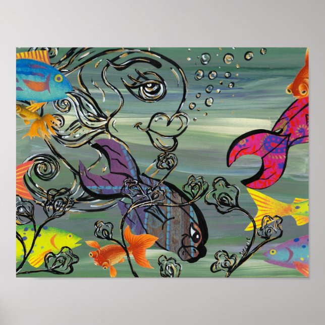 Groovy Aquarium Skriv ut Poster (Framsidan)