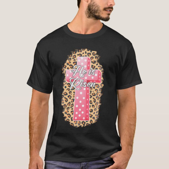 Groovy är Risen Kor Christians Religiösa Leop T Shirt (Framsida)