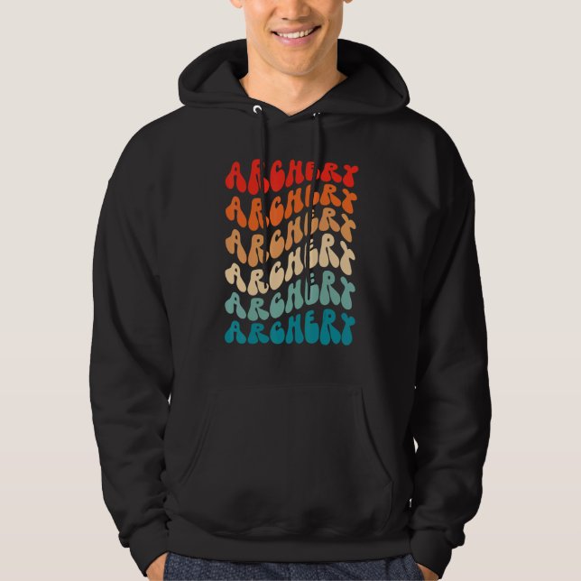 Groovy Archery Archer Girl Women Retro 70s Hippie  Hoodie (Framsida)