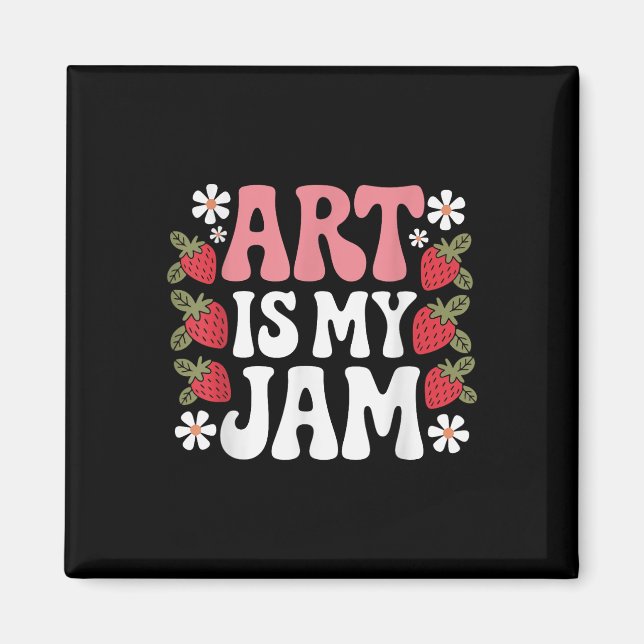 Groovy Art Is My Jam Retro Funny Art Teacher Straw Magnet (Framsidan)