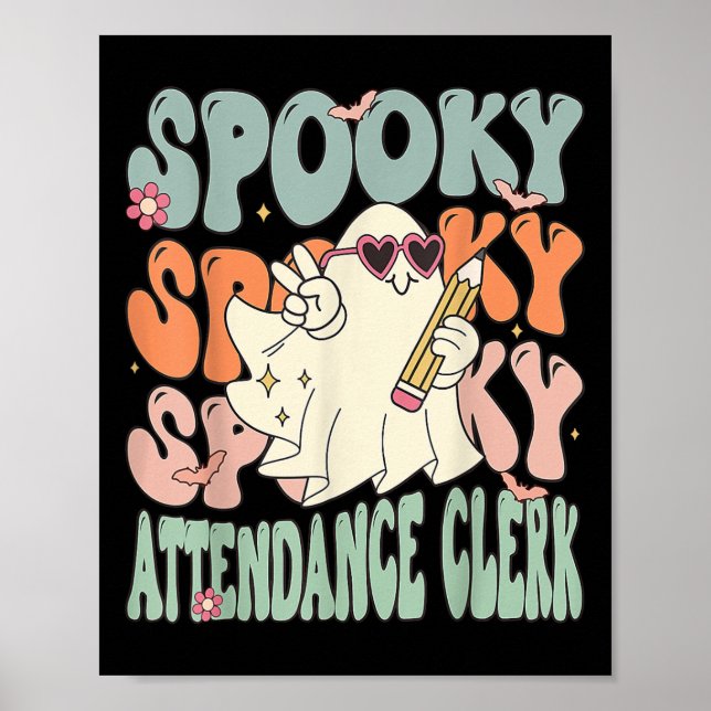 Groovy Attendance Clerk Funny Halloween Costume Se Poster (Framsidan)