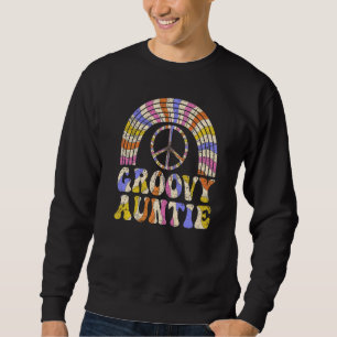 Groovy Auntie 70's Aesthetic 1970's Retro Hippie A Lång Ärmad Tröja