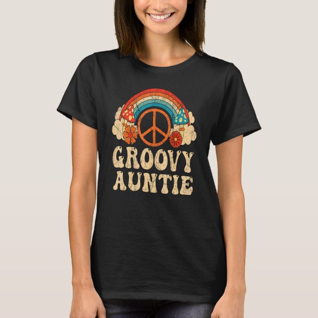 Groovy Auntie 70's Aesthetic 1970's Retro Hippie A T Shirt (Framsida)