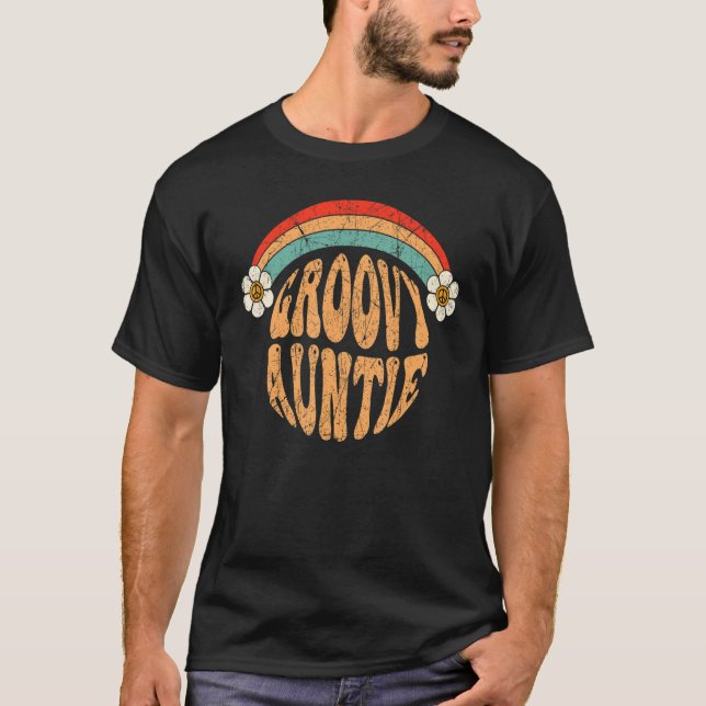 Groovy Auntie 70s Aesthetic Nostalgia 1970's Retro T Shirt (Framsida)