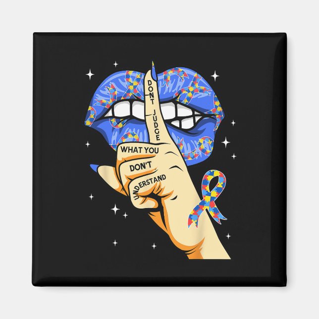 Groovy Autism Awareness dömer inte vad du inte gör Magnet (Framsidan)