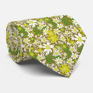 Groovy Autumn Grönt Blooms Neck Tie Slips