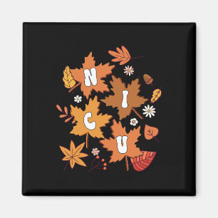 Groovy Autumn NICU Nurse Maple Löv Fall Vibes Dai Magnet