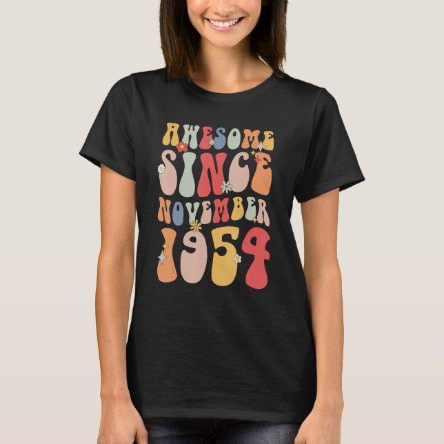Groovy Awesome Since November 1954 Retro  68th T Shirt (Framsida)