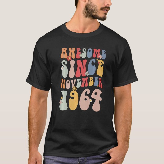 Groovy Awesome Since November 1964 Retro  58th T Shirt (Framsida)