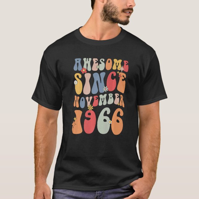 Groovy Awesome Since November 1966 Retro  56th T Shirt (Framsida)