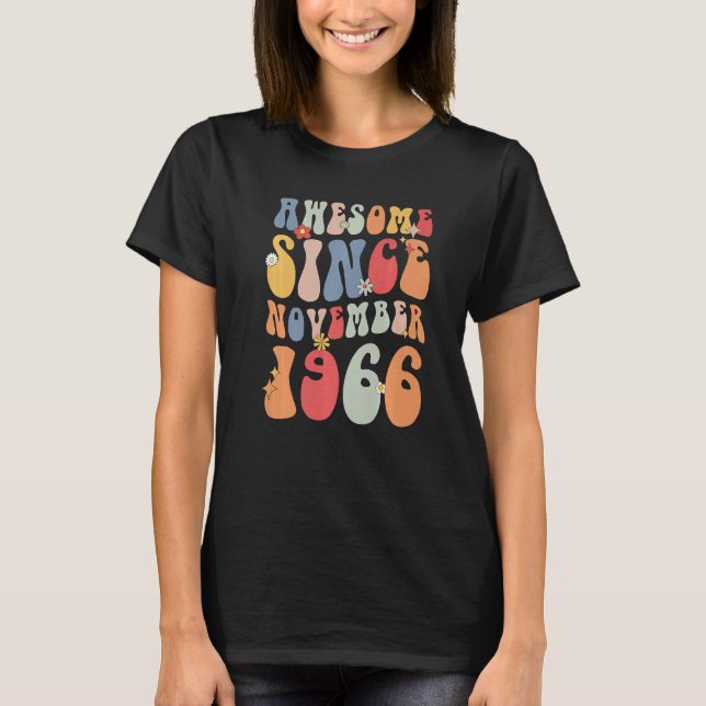 Groovy Awesome Since November 1966 Retro  56th T Shirt (Framsida)