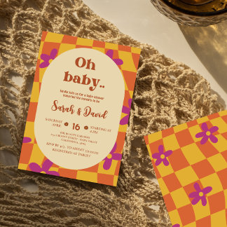 Groovy Baby | 70:e tema| Blommigt Boho Babydusch Inbjudningar