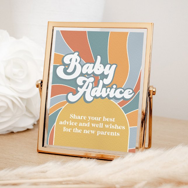 Groovy Baby Advice Retro Sunshine Baby Shower Poster (Skapare uppladdad)