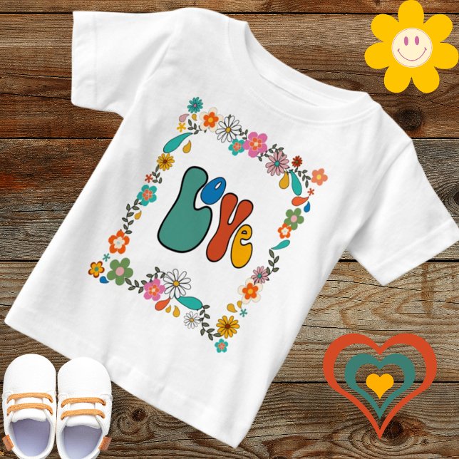 Groovy Baby blomsterstyrka i KÄRLEK 70 är inspirer T Shirt (Skapare uppladdad)