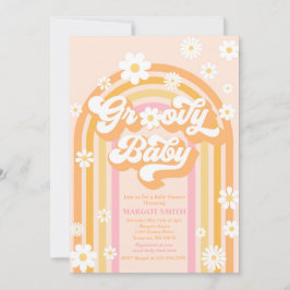 Groovy Baby Boho Daisy Rainbow Baby Shower Inbjudningar