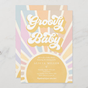 Groovy Baby Boho Retro Sunshine Baby Shower Inbjudningar
