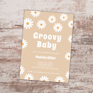 Groovy Baby Daisy 70s Retro Baby Shower Inbjudningar
