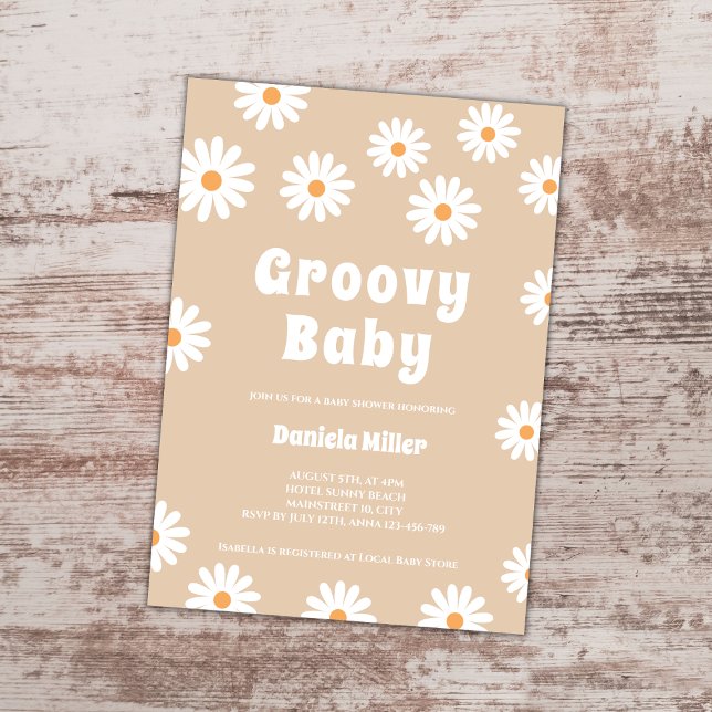 Groovy Baby Daisy 70s Retro Baby Shower Inbjudningar (groovy baby retro 70s daisy baby shower invitation)