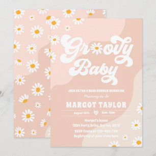 Groovy Baby Daisy Boho Hippy Vibes Baby Shower Inbjudningar