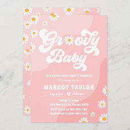 Groovy Baby Daisy Boho Hippy Vibes Baby Shower Inbjudningar