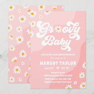 Groovy Baby Daisy Boho Hippy Vibes Baby Shower Inbjudningar