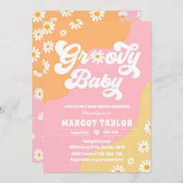 Groovy Baby Daisy Boho Hippy Vibes Baby Shower Inbjudningar