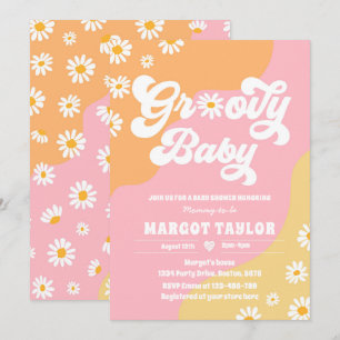 Groovy Baby Daisy Boho Hippy Vibes Baby Shower Inbjudningar