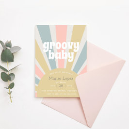 Groovy Baby Hippie Retro Baby Shower Inbjudningar
