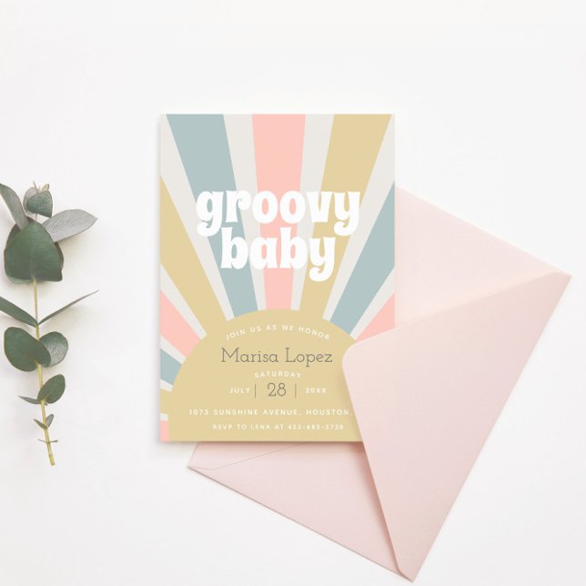 Groovy Baby Hippie Retro Baby Shower Inbjudningar (Skapare uppladdad)