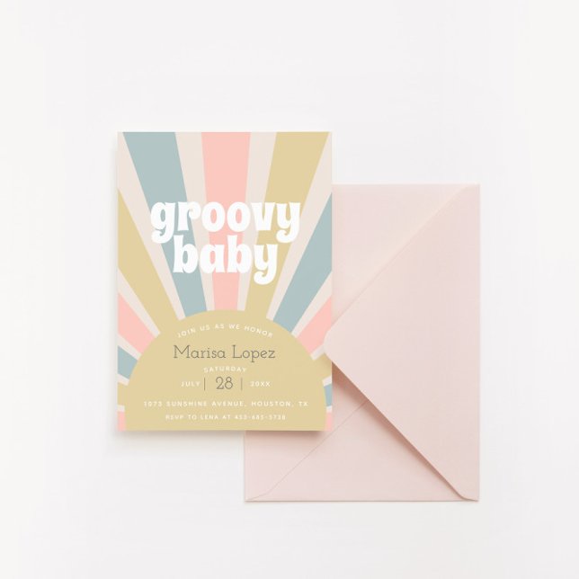 Groovy Baby Hippie Retro Baby Shower Inbjudningar (Skapare uppladdad)
