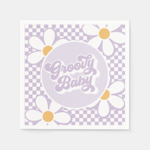 Groovy Baby Lila Daisy Checker Pappersservett