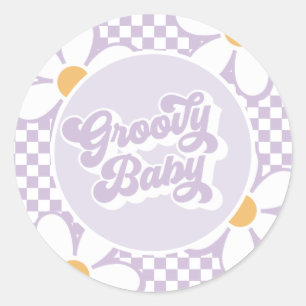 Groovy Baby Lila Tusensköns Rutig Runt Klistermärke