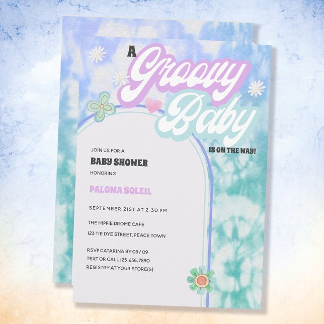 Groovy Baby Pastel Tie Dye Baby Shower Inbjudningar (Skapare uppladdad)