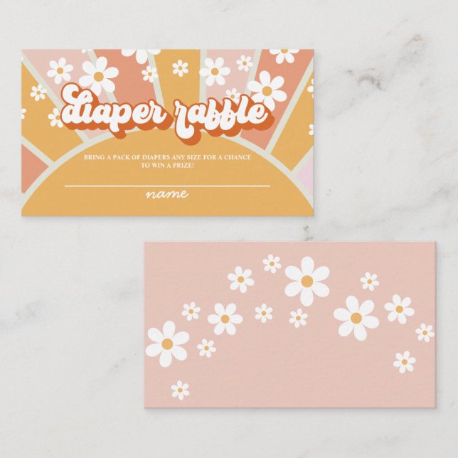 Groovy Baby Retro Baby Shower Diaper raffle Enclos Tilläggskort (Fram/baksida)