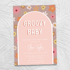 Groovy Baby Retro Boho Blommor Flickor Barnkalas Inbjudningar
