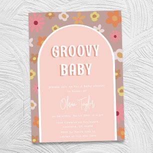 Groovy Baby Retro Boho Blommor Flickor Barnkalas Inbjudningar