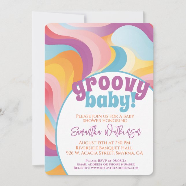 Groovy Baby Retro Boho Wave Baby Shower Inbjudningar (Framsida)