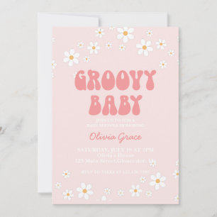 Groovy Baby Retro daisy boho blommigt Call Inbjudningar