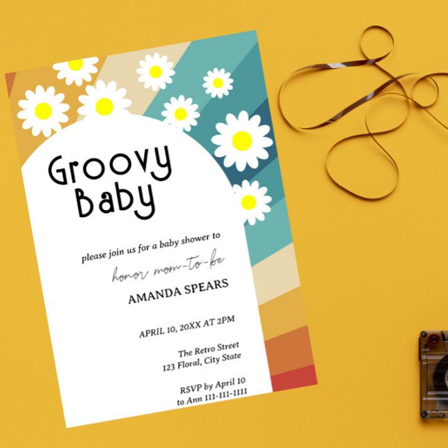 Groovy Baby Retro Margaritskra Babyshower Inbjudningar (Skapare uppladdad)