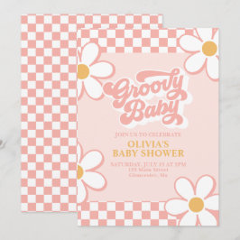 Groovy Baby Retro Rosa Prästkrage Inbjudningar