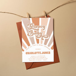 Groovy Baby Retro Sol Bohemian Baby Shower Inbjudningar