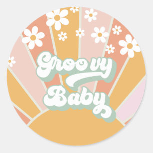 Groovy Baby Retro Solsken Hippie Barnkalas Runt Klistermärke