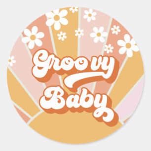 Groovy Baby Retro Solsken Hippie Barnvakt Runt Klistermärke