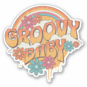 Groovy Baby retro stil Klistermärken