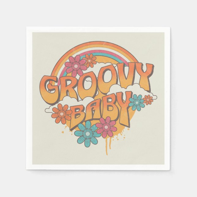 Groovy Baby retro stil Pappersservett (Framsidan)