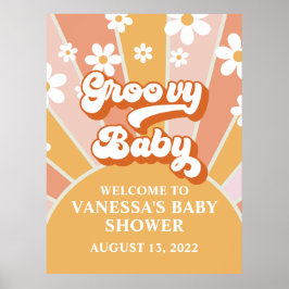 Groovy Baby Retro Sunshine Baby Shower Välkomstsky Poster