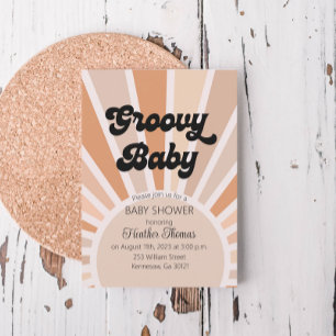 Groovy Baby Retro Sunshine Bebis Shower Inbjudan