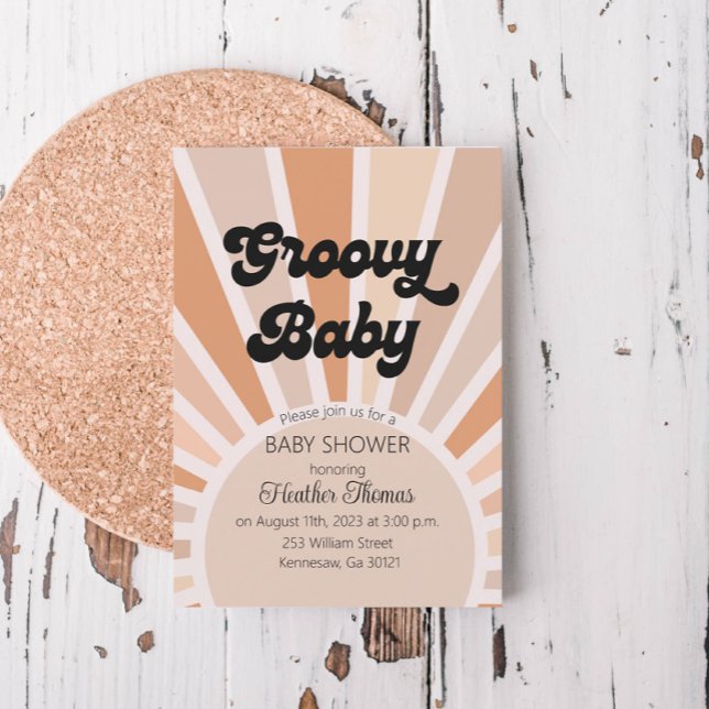 Groovy Baby Retro Sunshine Bebis Shower Inbjudan (Skapare uppladdad)
